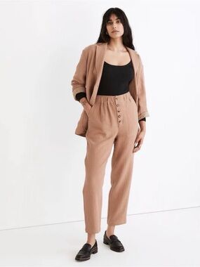 Madewell cotton/linen high-rise pull on pants - S